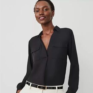 Ann Taylor camp shirt in Black XL